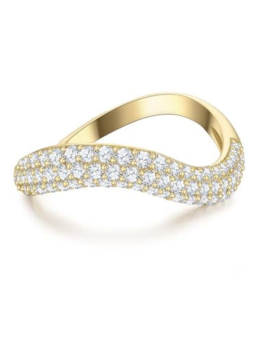 GLANZSTÜCKE MÜNCHEN Damen Ring Sterling Silber gelbvergoldet mit Zirkonia weiß Silberring von GLANZSTÜCKE MÜNCHEN