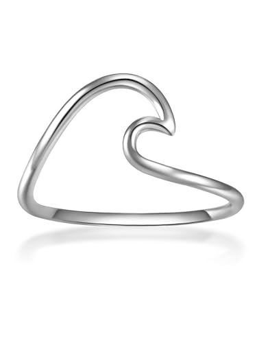 GLANZSTÜCKE MÜNCHEN Damen-Ring Welle Sterling Silber - Ring mit Wellen Wellenform Trendsymbol maritim von GLANZSTÜCKE MÜNCHEN