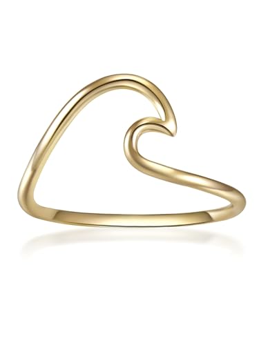 GLANZSTÜCKE MÜNCHEN Damen-Ring Welle Sterling Silber gelbvergoldet - Ring mit Wellen Wellenform Trendsymbol maritim von GLANZSTÜCKE MÜNCHEN