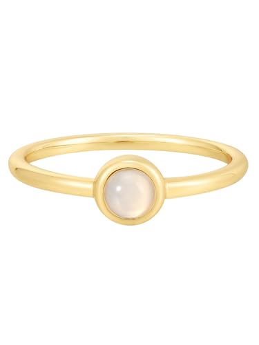 GLANZSTÜCKE MÜNCHEN Damen Ring aus 925/- Sterling Silber gelbvergoldet 14 Karat mit Mondstein (synth.) weiß Edelsteinring von GLANZSTÜCKE MÜNCHEN