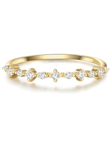 GLANZSTÜCKE MÜNCHEN Damen Ring aus 925/- Sterling Silber gelbvergoldet Zirkonia weiß - Steckring Stapelring Memoirering Silberring Gelbgold von GLANZSTÜCKE MÜNCHEN