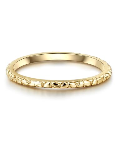 GLANZSTÜCKE MÜNCHEN Damen Ring aus 925/- Sterling Silber gelbvergoldet mit Muster - Stapelring Bandring Silberring vergoldet von GLANZSTÜCKE MÜNCHEN