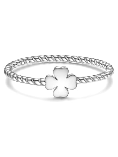 GLANZSTÜCKE MÜNCHEN Damen Ring aus 925/- Sterling Silber rhodiniert Kleeblatt Motivring von GLANZSTÜCKE MÜNCHEN