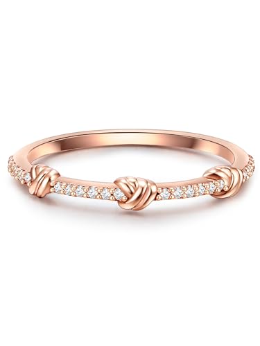 GLANZSTÜCKE MÜNCHEN Damen-Ring aus 925/- Sterling Silber rosévergoldet mit Zirkonia weiß - Silberring Roségold Bandring von GLANZSTÜCKE MÜNCHEN
