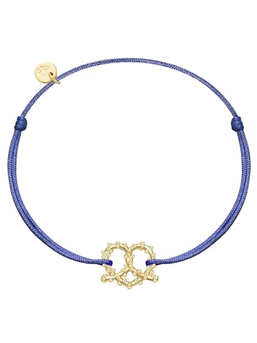 GLANZSTÜCKE MÜNCHEN Damen Textilarmband dunkelblau Herz-Breze Sterling Silber gelbvergoldet Dirndlschmuck Motivarmband von GLANZSTÜCKE MÜNCHEN