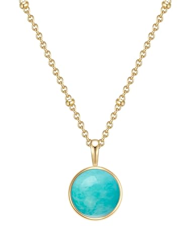 Glanzstücke Damen-Kette Sterling Silber gelbgold mit Anhänger Amazonit grün Länge 40 cm + Verlängerung 5 cm - Edelsteinkette für Frauen Heilsteine Amazonite von GLANZSTÜCKE MÜNCHEN