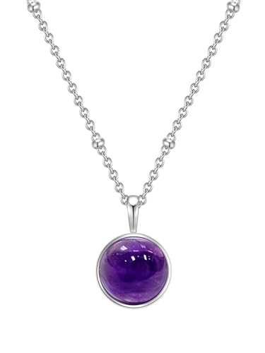 Glanzstücke Damen-Kette Sterling Silber mit Anhänger Amethyst lila Länge 40 cm + Verlängerung 5 cm - Edelsteinkette für Frauen Heilsteine Amethyste von GLANZSTÜCKE MÜNCHEN