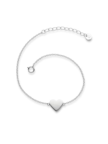 Glanzstücke München Damen-Armband Herz Sterling Silber 17 + 3 cm - Armkettchen mit Herz-Anhänger Silberkettchen Silber 925 Herzarmband von GLANZSTÜCKE MÜNCHEN