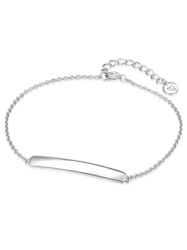 Glanzstücke München Damen-Armband Schildarmband zum Gravieren Sterling Silber 17 cm + 3 cm Verlängerung - Gravur-Amband personalisiert Silberarmband von GLANZSTÜCKE MÜNCHEN