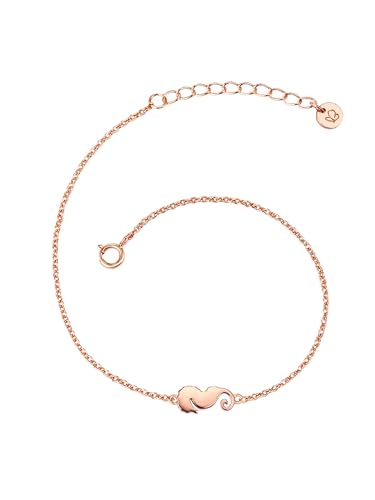 Glanzstücke München Damen-Armband Seepferdchen Sterling Silber rosévergoldet 17 + 3 cm - Armkettchen Seepferd Silberarmkettchen mit Anhänger Seepferdchen Freundschaftsarmbänder von GLANZSTÜCKE MÜNCHEN