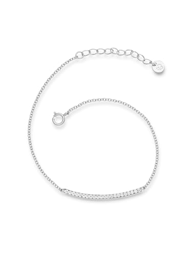 GLANZSTÜCKE MÜNCHEN Damen-Armband Sterling Silber Zirkonia weiß 17 + 3 cm - Silber-Armkettchen Freundschaftsarmbänder Armbändchen Silber 925 von GLANZSTÜCKE MÜNCHEN