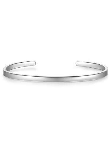 Glanzstücke München Damen-Armreif Sterling Silber rhodiniert 14 cm flexibel einstellbar zu gravieren - Bangle in Silberfarben/Silber-Armband für Gravur von GLANZSTÜCKE MÜNCHEN