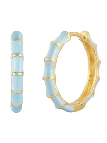 Glanzstücke München Damen Creolen aus 925/- Sterling Silber gelbvergoldet 14 Karat mit Emaille blau Silberohrcreolen von GLANZSTÜCKE MÜNCHEN