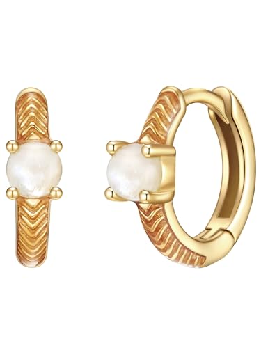 Glanzstücke München Damen Creolen aus 925/- Sterling Silber gelbvergoldet 18 Karat mit Mondstein Silberohrschmuck Glanzstücke München Damen Creolen aus 925/- Sterling Silber gelbvergoldet 18 Karat mit Mondstein Silberohrschmuck von GLANZSTÜCKE MÜNCHEN
