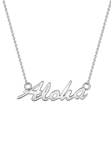 Glanzstücke München Damen-Halskette Aloha Sterling Silber 40 + 5 cm - Trend Kette mit Wording Schriftzug Silber-Kette für Frauen von GLANZSTÜCKE MÜNCHEN