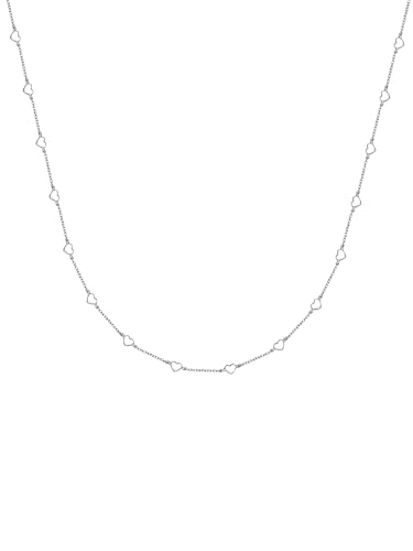 GLANZSTÜCKE MÜNCHEN Damen-Halskette Herzen Sterling Silber 40 + 5 cm - Silberkette mit Anhänger Herz Herzkette Kette mit Anhänger Herzen von GLANZSTÜCKE MÜNCHEN
