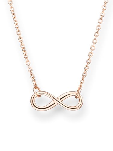 GLANZSTÜCKE MÜNCHEN Damen-Halskette Infinity Sterling Silber rosévergoldet - Silberkette Unendlichkeit Zeichen Kette mit Anhänger Unendlichkeitssymbol von GLANZSTÜCKE MÜNCHEN
