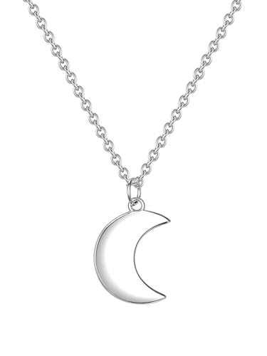 Glanzstücke München Damen-Halskette Mond Sterling Silber 40 + 5 cm - Silberkette Anhänger Mond Kette Damen Halbmond Halskette Silber Mondkette von GLANZSTÜCKE MÜNCHEN