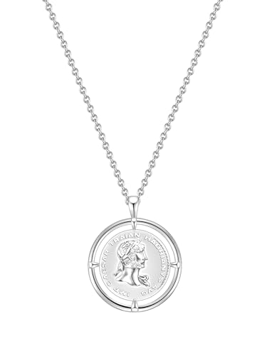 GLANZSTÜCKE MÜNCHEN Damen-Kette Münze Sterling Silber 925 Julius Caesar - Münzkette für Frauen römisch von GLANZSTÜCKE MÜNCHEN