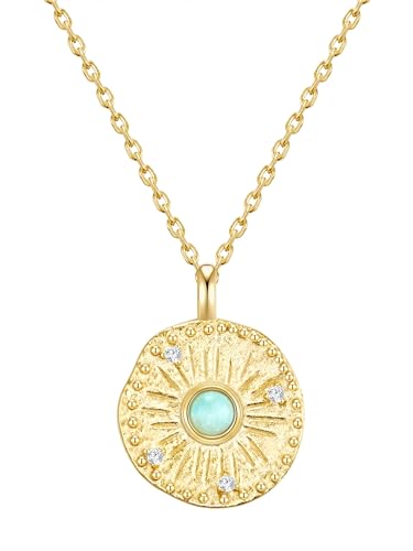 GLANZSTÜCKE MÜNCHEN Damen Kette 925/- Sterling Silber gelbvergoldet 18 Karat Amazonit Zirkonia grün weiß Silberhalskette von GLANZSTÜCKE MÜNCHEN