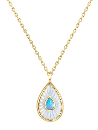 GLANZSTÜCKE MÜNCHEN Damen Kette aus 925/- Sterling Silber mit Perlmutt/Opal (synth.) von GLANZSTÜCKE MÜNCHEN
