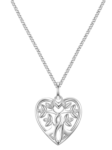 Glanzstücke München Damen Kette aus 925/- Sterling Silber rhodiniert mit Zirkonia Lebensbaum Silberhalskette von GLANZSTÜCKE MÜNCHEN