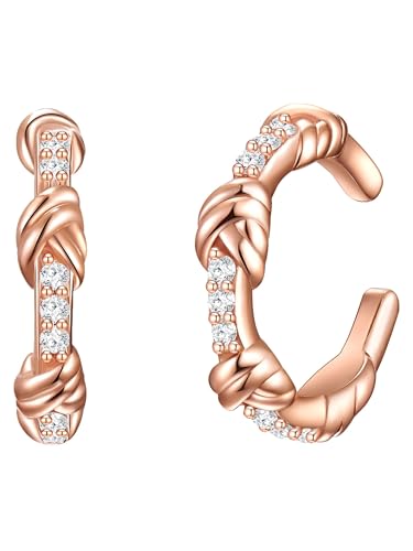 Glanzstücke München Damen Ohrklemme 925/- Sterling Silber rosévergoldet 18 Karat Zirkonia weiß 2 Stück Silberohrklemmen von GLANZSTÜCKE MÜNCHEN