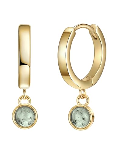 Glanzstücke München Damen Creolen 925/- Sterling Silber gelbvergoldet 14 Karat Labradorit weiß Silberohrcreolen von GLANZSTÜCKE MÜNCHEN