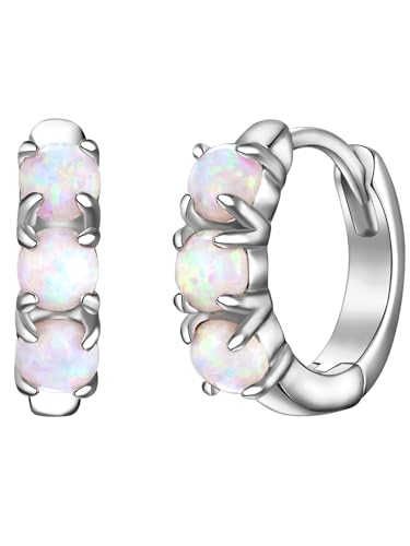 Glanzstücke München Damen Creolen 925/- Sterling Silber rhodiniert Opal (synth.) weiß Silberohrcreolen von GLANZSTÜCKE MÜNCHEN