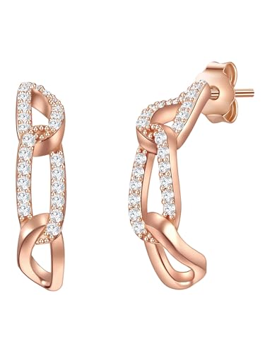 Glanzstücke München Damen Creolen 925/- Sterling Silber rosévergoldet 14 Karat Zirkonia weiß Silberohrcreolen von GLANZSTÜCKE MÜNCHEN