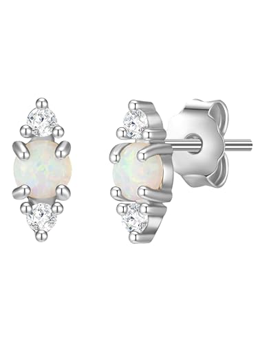 Glanzstücke München Damen Ohrstecker 925/- Sterling Silber rhodiniert Zirkonia Opal (synth.) weiß Raute Silberohrstecker von GLANZSTÜCKE MÜNCHEN