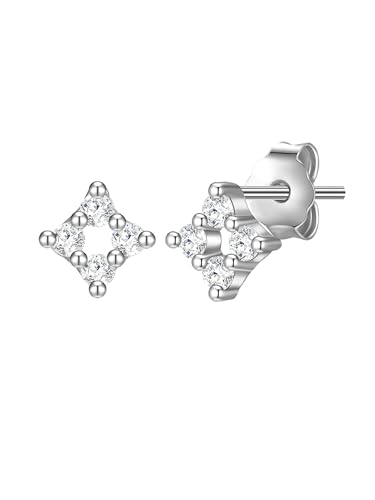 Glanzstücke München Damen Ohrstecker 925/- Sterling Silber rhodiniert Zirkonia weiß Quadrat Silberohrstecker von GLANZSTÜCKE MÜNCHEN
