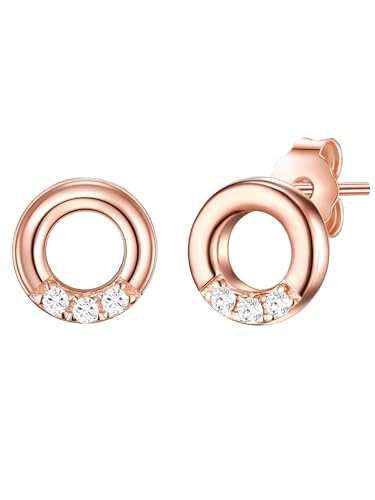 Glanzstücke München Damen Ohrstecker 925/- Sterling Silber rosévergoldet 14 Karat Zirkonia weiß Silberohrstecker von GLANZSTÜCKE MÜNCHEN