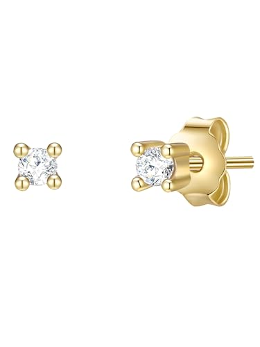 Glanzstücke München Damen Ohrstecker 925/- Sterling Silber gelbvergoldet 14 Karat Zirkonia weiß Silberohrstecker von GLANZSTÜCKE MÜNCHEN