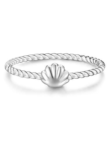 Glanzstücke München Damen-Ring Muschel Sterling Silber - Ring Stacking zarter Motiv-Ring Frauen Mädchen, Silber, Gr. 50 (15.9) von GLANZSTÜCKE MÜNCHEN