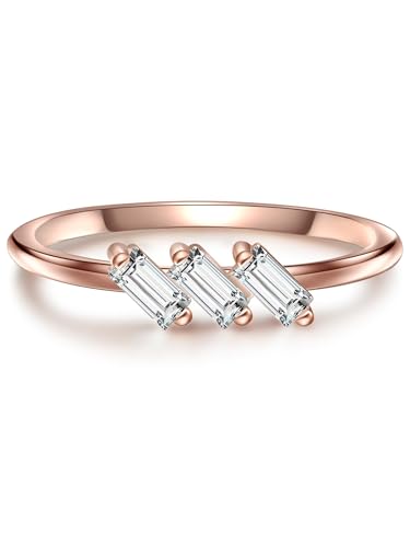GLANZSTÜCKE MÜNCHEN Damen-Ring Sterling Silber 925 rosévergoldet mit Bergkristall weiß- Edelstein-Ring filigran in Rosegold-Farben von GLANZSTÜCKE MÜNCHEN