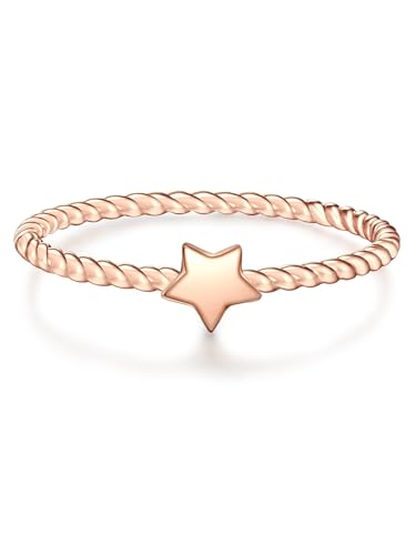 GLANZSTÜCKE MÜNCHEN Damen-Ring Stern Sterling Silber rosévergoldet - Motivring Freundschaftsring schlicht von GLANZSTÜCKE MÜNCHEN