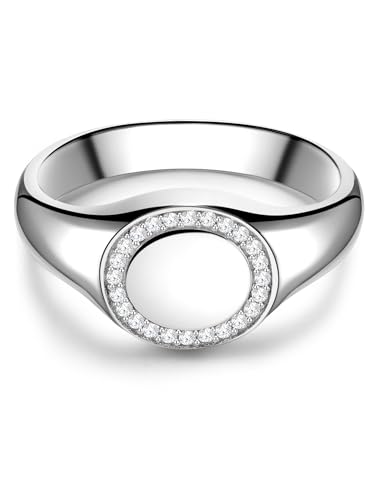 Glanzstücke München Damen Siegel-Ring aus 925/- Sterling Silber mit Zirkonia von GLANZSTÜCKE MÜNCHEN