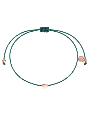 GLANZSTÜCKE MÜNCHEN Damen-Textilarmband grün Herz Sterling Silber rosévergoldet Armbändchen Armband mit Anhänger Stoffbändchen Armkettchen Textil GLANZSTÜCKE MÜNCHEN Damen-Textilarmband grün Herz Sterling Silber rosévergoldet Armbändchen Armband mit Anhänger Stoffbändchen Armkettchen Textil von GLANZSTÜCKE MÜNCHEN