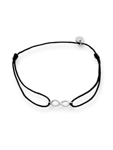 GLANZSTÜCKE MÜNCHEN Damen-Textilarmband schwarz Infinity Sterling Silber 15-22 cm - Stoffarmband Infinitysymbol Armband Unendlichkeit Armbändchen von GLANZSTÜCKE MÜNCHEN