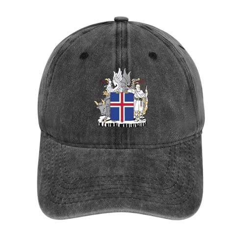 GLCWARM Flagge Baseball Cap Herren Damen - Island Flagge Unisex Kappe Verstellbar Baseboard Denim-Baseballkappe Mütze Outdoor Baseballkappe Sonnenschutz Baseballkappen,Dunkelgrau von GLCWARM