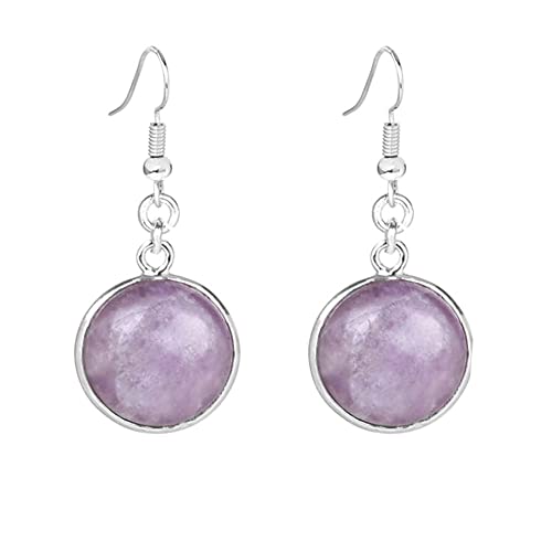 Earrings, Silber Eingelegter Runder Natürlicher Amethyst-Stein Hypoallergener Ohrhaken-Tropfen-Ohrtropfen-Ohrtropfen-Baumelnder Schmuck Für Frauen-Dame-Mädchen Heiraten Frauentagesgeschenke Earrings, Silber Eingelegter Runder Natürlicher Amethyst-Stein Hypoallergener Ohrhaken-Tropfen-Ohrtropfen-Ohrtropfen-Baumelnder Schmuck Für Frauen-Dame-Mädchen Heiraten Frauentagesgeschenke von GLDW