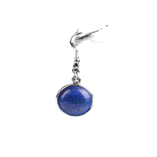 GLDW Ohrringe Hängend, Silber Eingelegter Runder Natürlicher Lapislazuli-Stein Hypoallergener Ohrhaken-Tropfen-Ohrtropfen-Ohrtropfen-Baumelnder Schmuck Für Frauen-Dame-Mädchen Heiraten Frauentagesge von GLDW