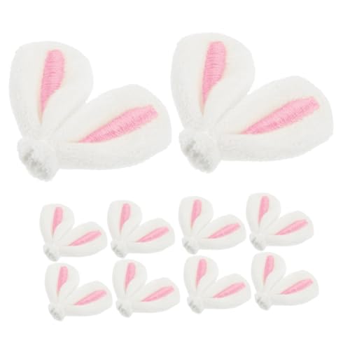 GLEAVI 10 Stück Hasenohren-Haarnadelmaterial Hasenohren zum Basteln Hasenohr für Haarspangen Kaninchen Bausätze Styling Plüsch Haarschmuck Mädchen dekorative Haarspangen Stoff Rosa von GLEAVI