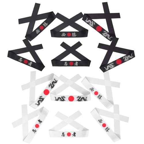 GLEAVI 12 Stück Teiliges Japanische Stirnbänder mit Ninja Print Vielseitige Bindebänder für Karate Training Kochen Sport und Kostüm Sichere Passform Auffälliges Design für Herren und von GLEAVI