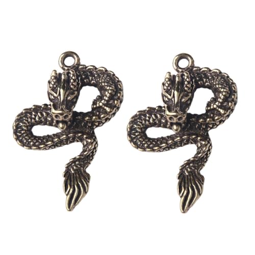 GLEAVI 2 Stück Messing Drachen Anhänger Chinesisches Retro DIY Langlebiger Schlüsselanhänger aus Hochwertigem Messing Fein Verarbeitet Traditionelles Feng Shui Symbol Vielseitig von GLEAVI