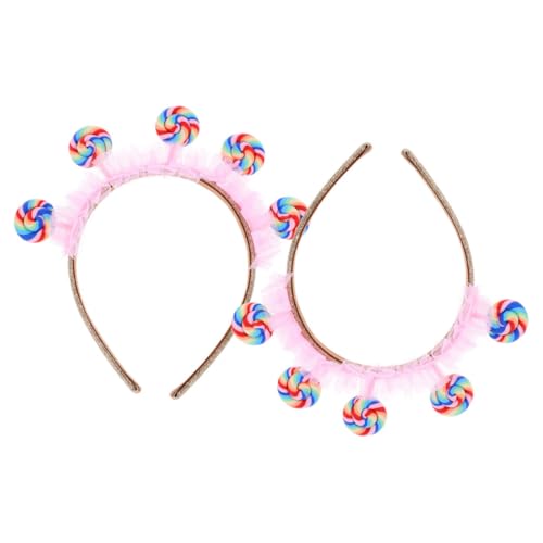 GLEAVI 2 Stück Teiliges Süßes Lutscher Haarband für Kleinkinder Mädchen Weiches Rosa Stirnband für Geburtstagsfeiern Freizeit und Fotos Komfortables Haaraccessoire mit Freizeitpark von GLEAVI