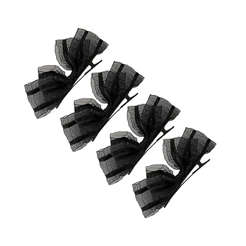 GLEAVI 4 Stück Haarnadel aus Spitze Schleife Haarnadel Haarschmuck für die Hochzeit Mädchen Bögen Haarspange mit Spitzenschleife Clips Haarspangen Mädchen Haarzubehör Legierung Schwarz von GLEAVI