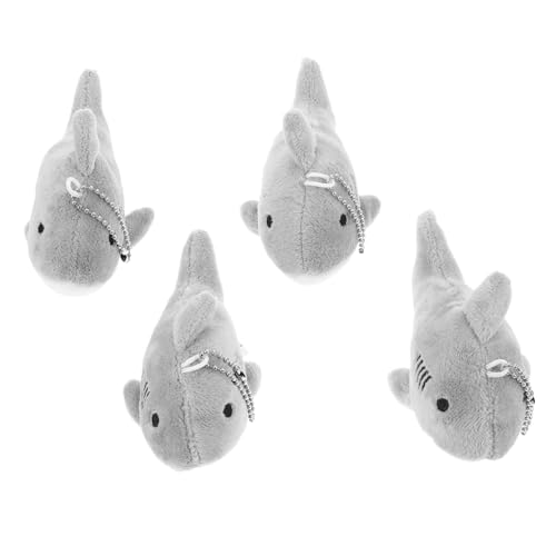 GLEAVI 4 Stücke Teiliges Plüsch Hai Schlüsselanhänger Niedliches Cartoon Stofftier Leichter Anhänger für Rucksack Geldbörse Geschenk Waschbar und Langlebig Party-mitgebsel für Hai-fans von GLEAVI