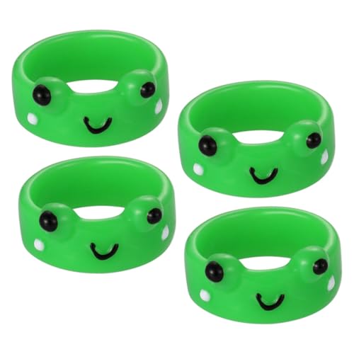 GLEAVI 4stücke Cartoon Tier Frosch Finger Ringe Junge Mädchen Schmuck Aus Harz Entzückende Fingerringe Für Alltag Party Geburtstag von GLEAVI
